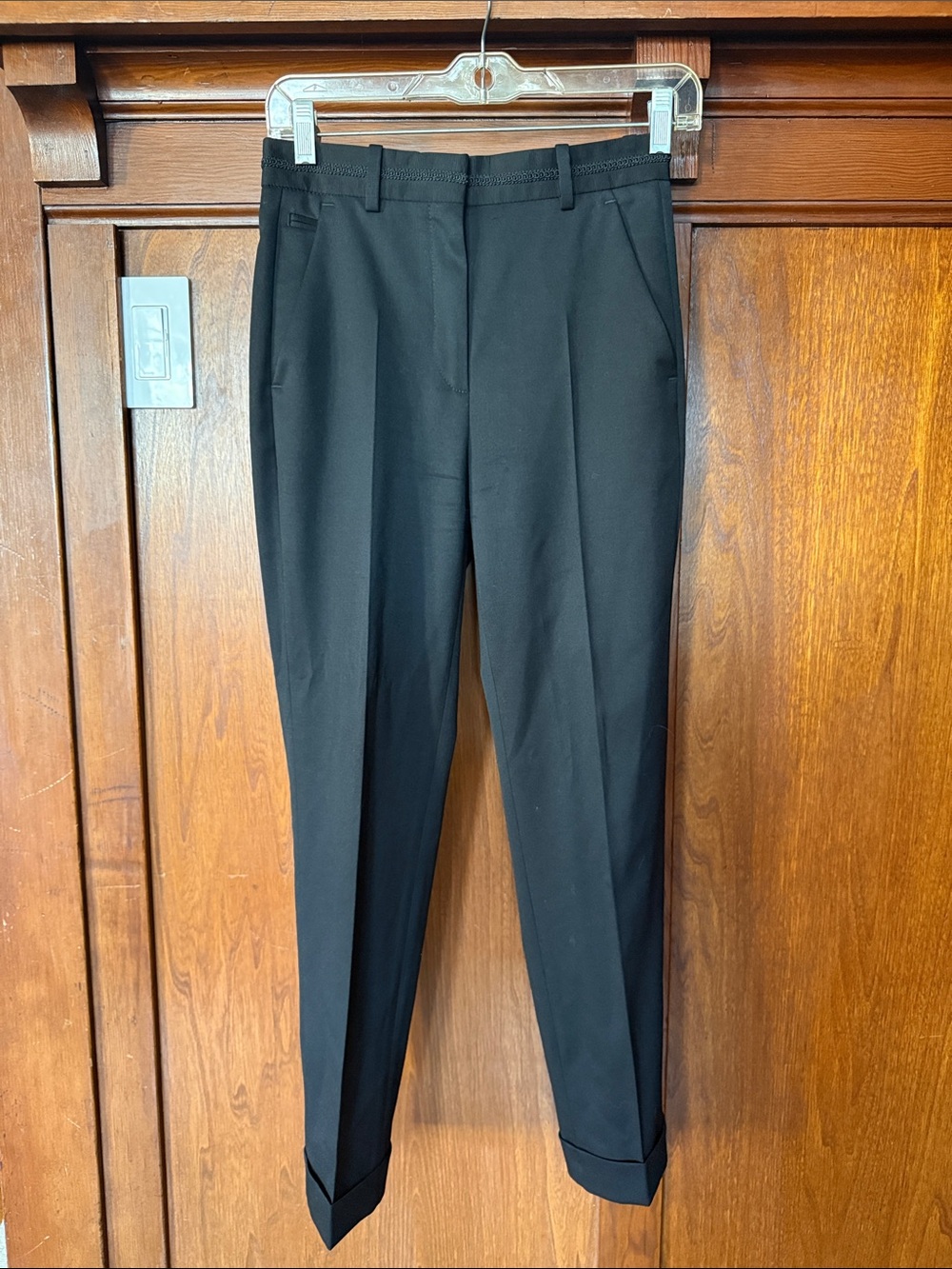 The Kooples Black Tailored Trousers with Cuffed Hem